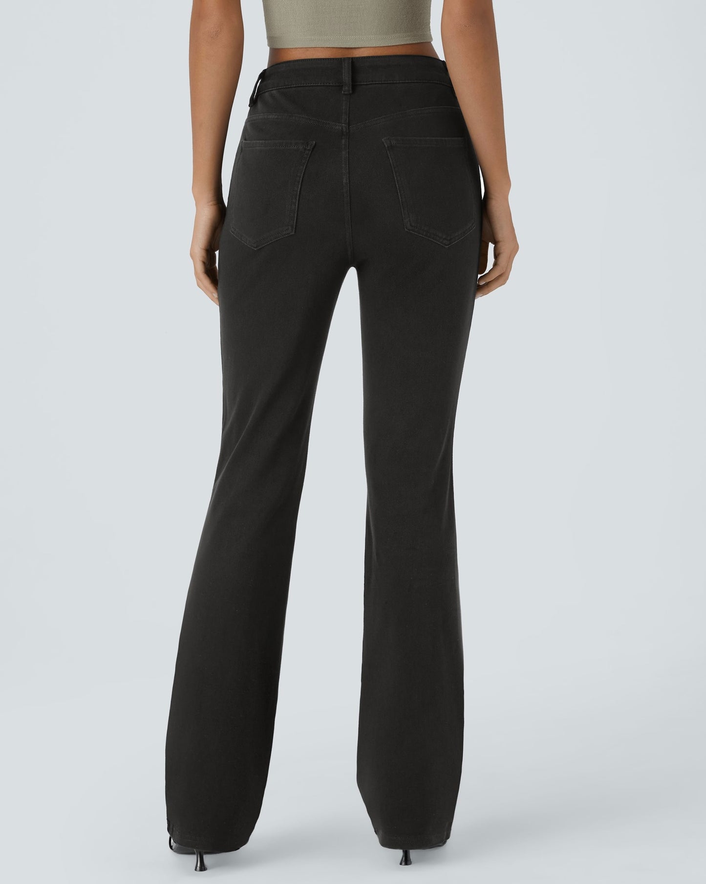 Halara Mid Rise Button Boot Cut Black Denim