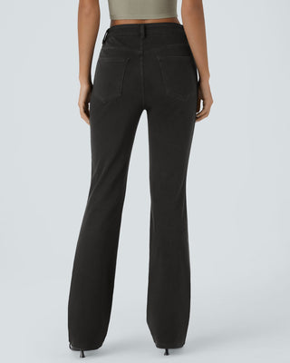 Halara Mid Rise Button Boot Cut Black Denim