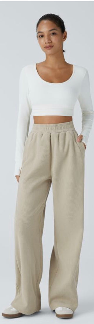High Waisted Side Pocket Corduroy Pants
