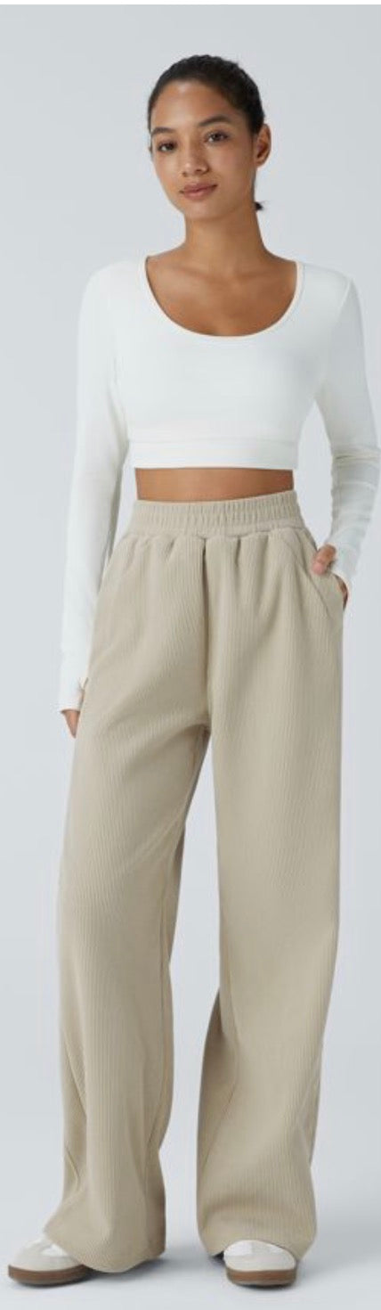 High Waisted Side Pocket Corduroy Pants