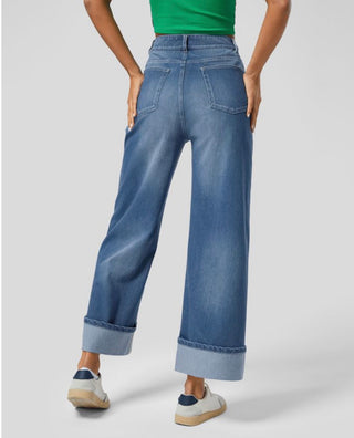 Halara Flex High Waisted Pockets Rolled Hem Wide Leg Jeans