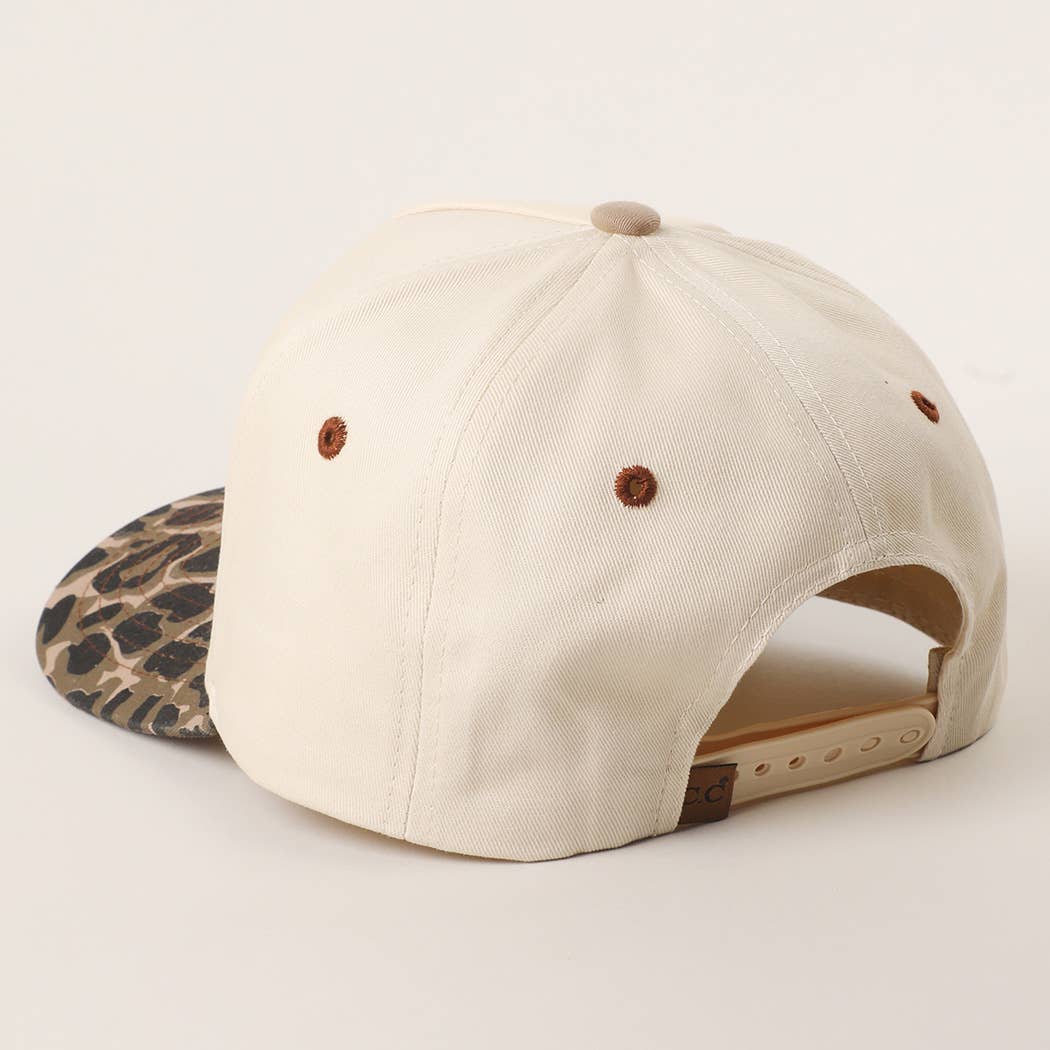 Two Tone Leopard Color Canvas Camo Trucker Hat: LEOPARD / One Size
