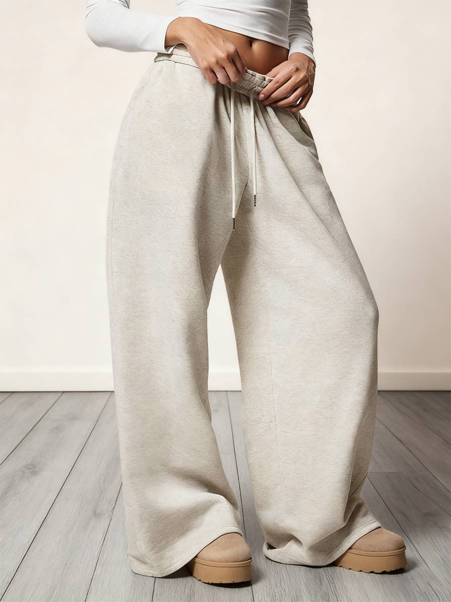 Fleece Lined Wide Leg Jogger Sweatpants