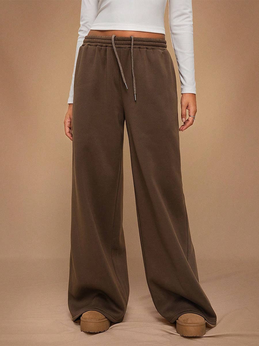 Fleece Lined Wide Leg Jogger Sweatpants