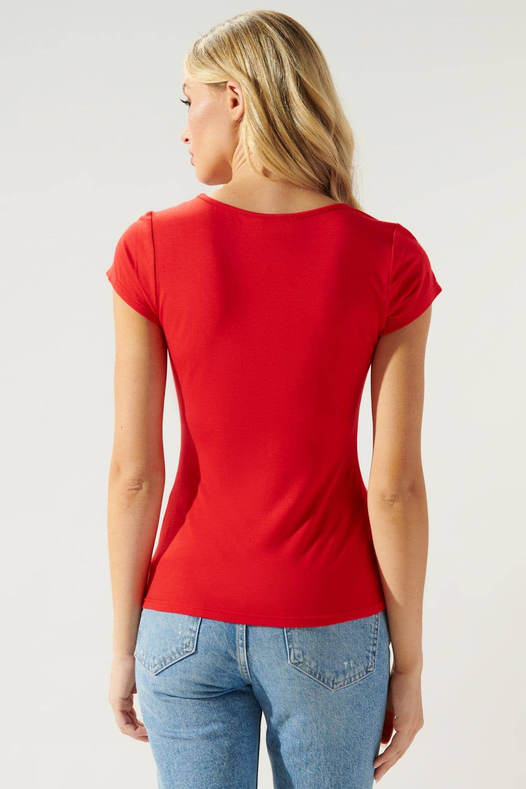 All For You Square Neck Tee Jersey Knit Top: Camel