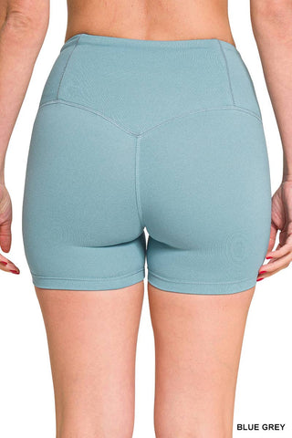 Brushed Microfiber Wide Waistband Biker Shorts