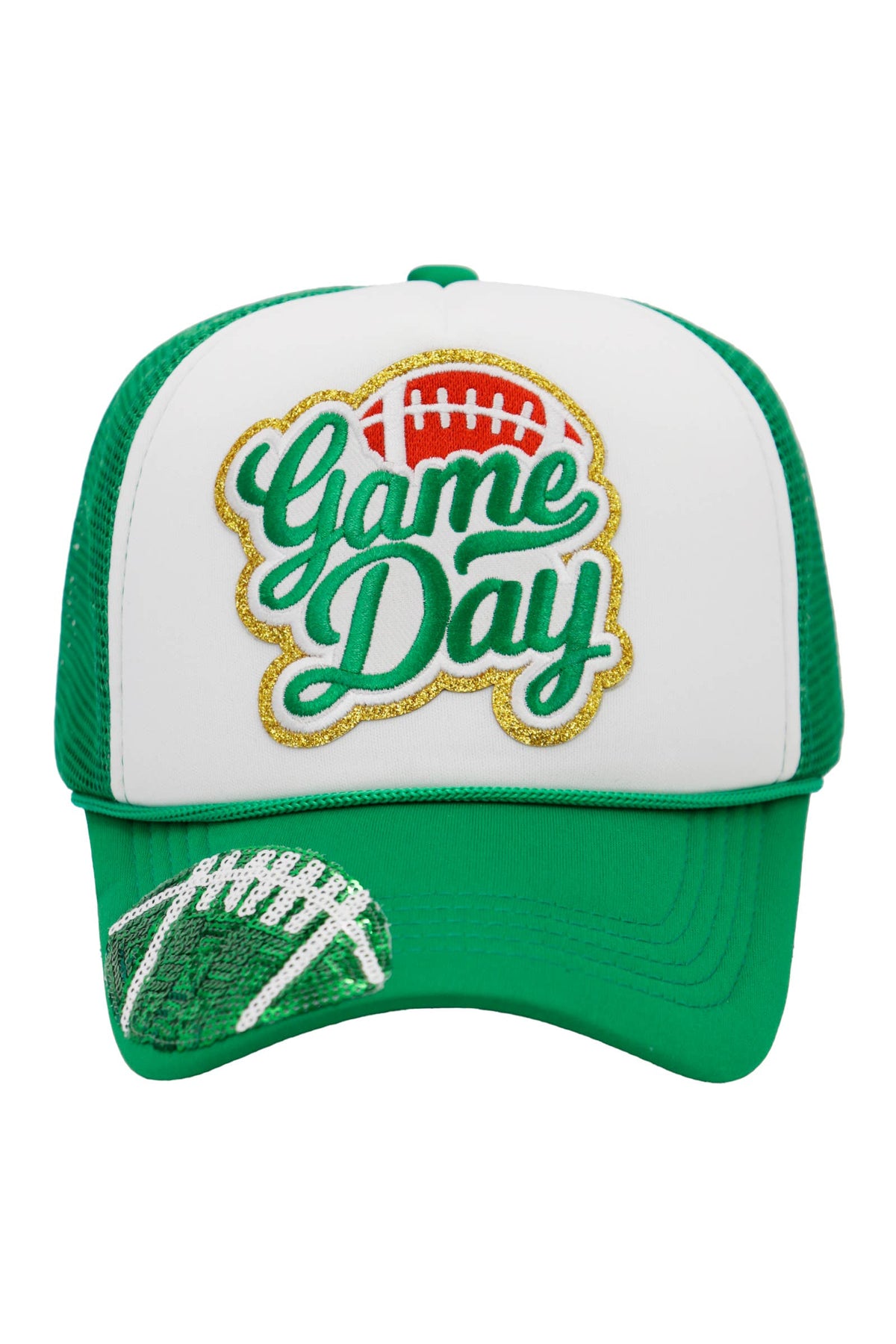 Football Gameday Patch Sponge Trucker Hat: White/Royal Blue