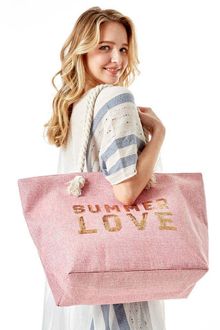 Glitz SUMMER LOVE Lettering Beach Bag: Yellow