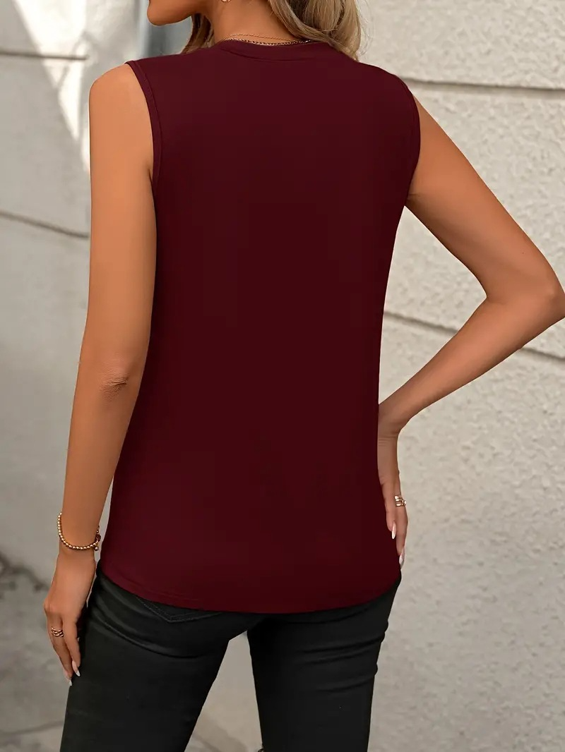 Sleeveless Knit Tank Top Women Loose Fit Solid Color: Grey