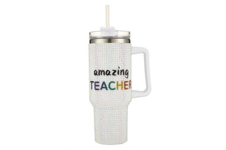 Rhinestone AMAZING TEACHER Decorative Metal Tumbler Cup
