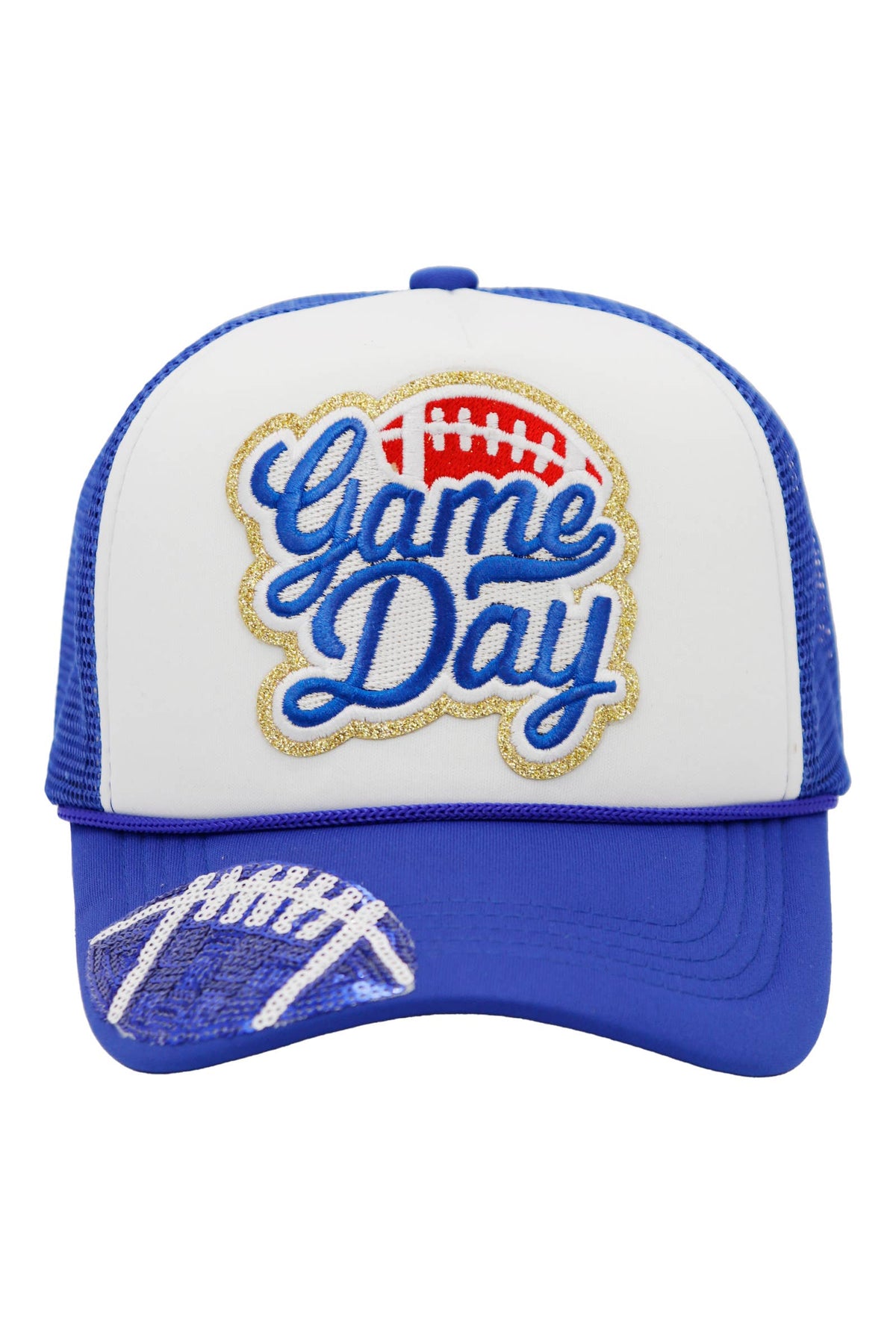 Football Gameday Patch Sponge Trucker Hat: White/Kelly Green