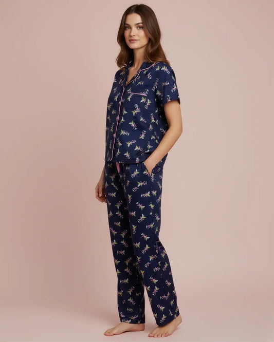 Gin Martini -Boxy Flare Top with Boyfriend Faux Fly Pj set