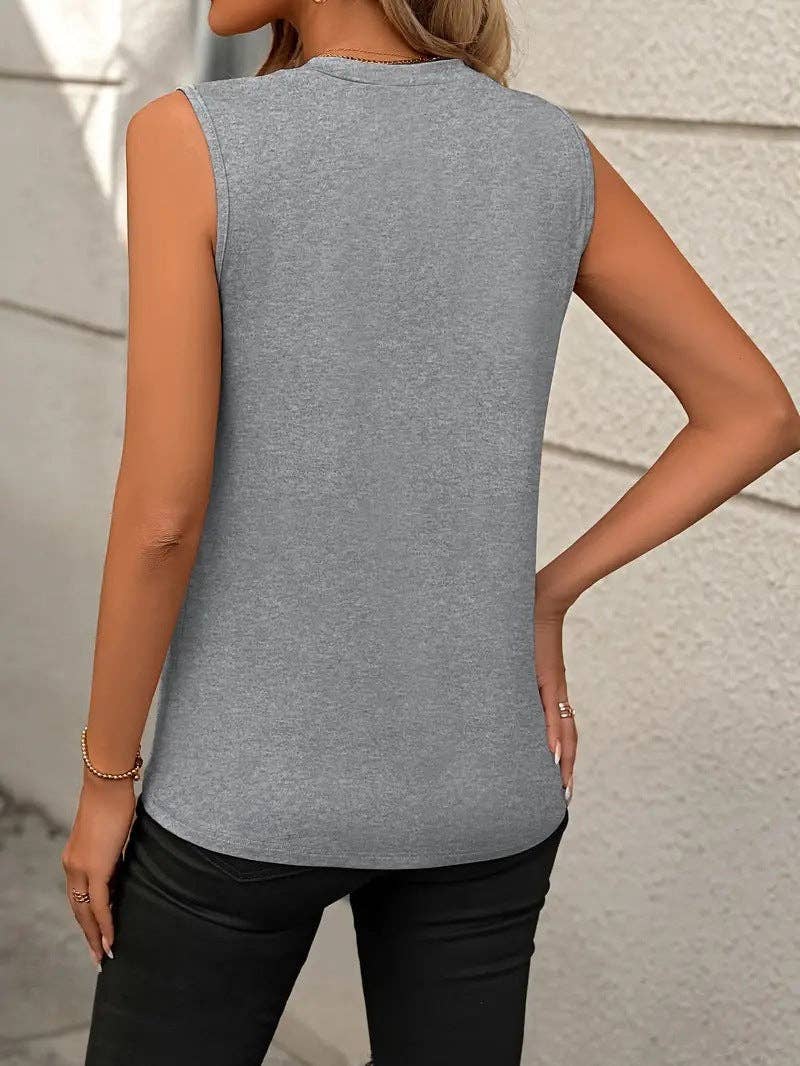 Sleeveless Knit Tank Top Women Loose Fit Solid Color: Lotus