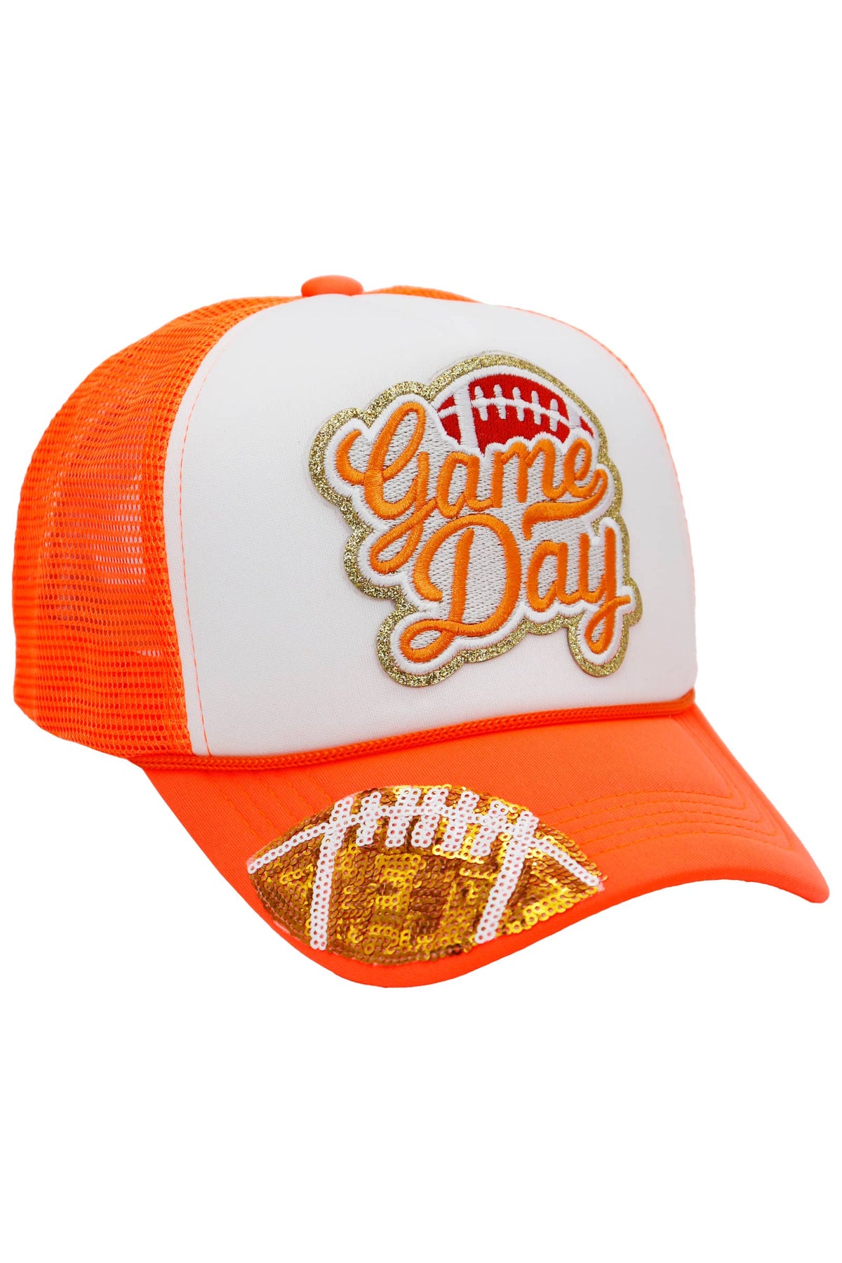 Football Gameday Patch Sponge Trucker Hat: White/Kelly Green