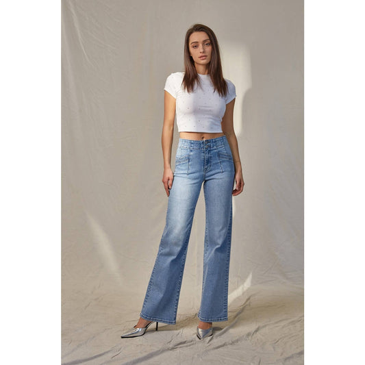 HIGH-RISE WIDE LEG: LT WASH