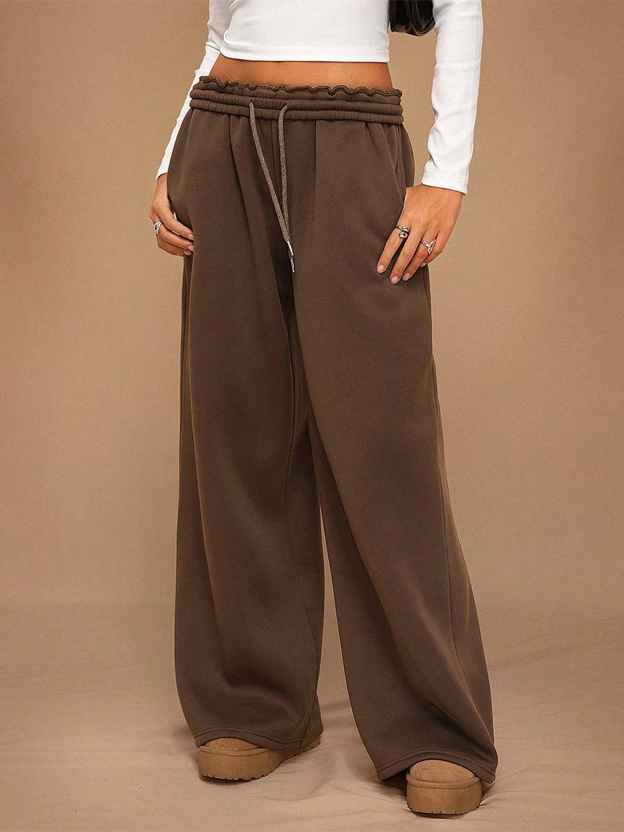 Fleece Lined Wide Leg Jogger Sweatpants