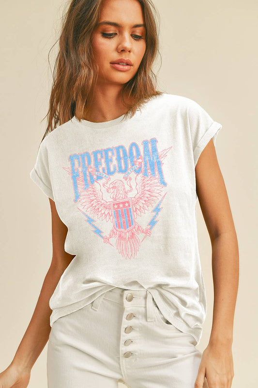 Freedom US Eagle Rolled up sleeve T-Shirt