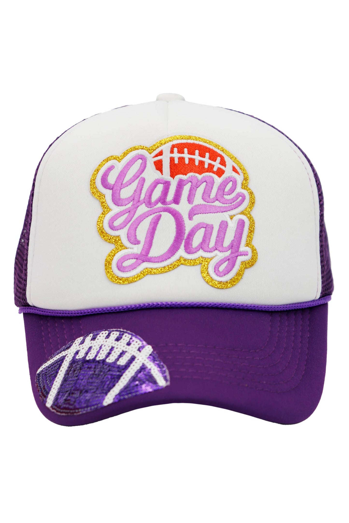 Football Gameday Patch Sponge Trucker Hat: White/Kelly Green