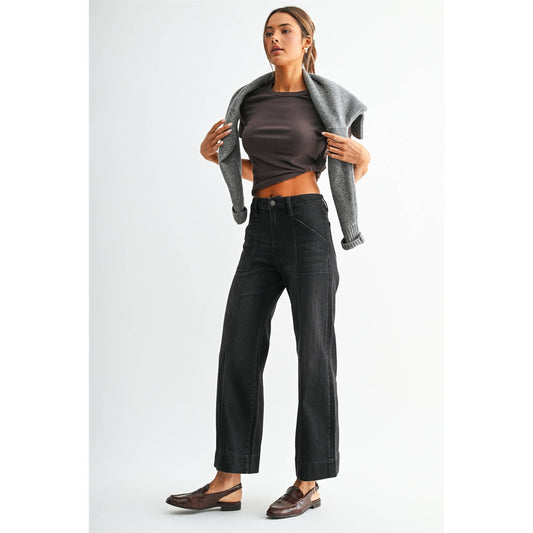 HIGH-RISE WIDE ANKLE TROUSER HEM: DUNE