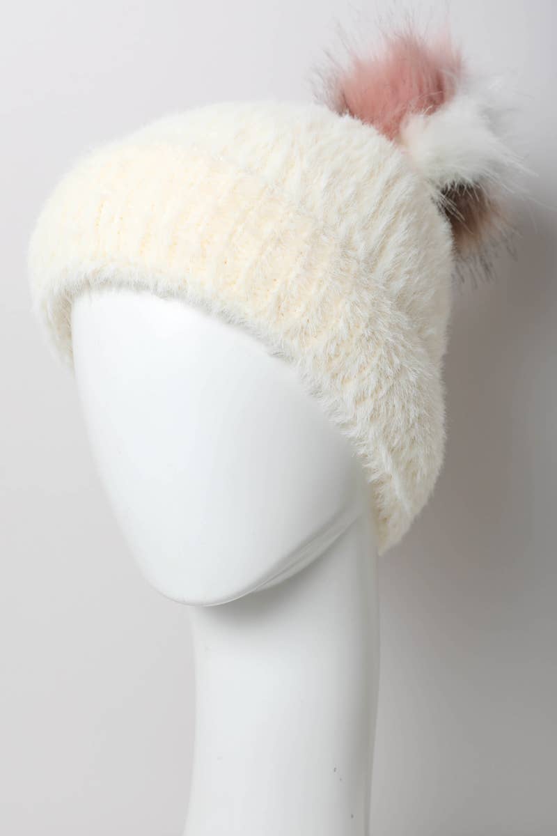 Plush Faux Mohair Knit Beanie for Winter Warmth 🤎: Black