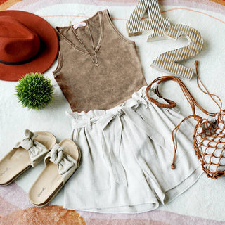 Washed Cotton Bodysuit w/ snap button closure
