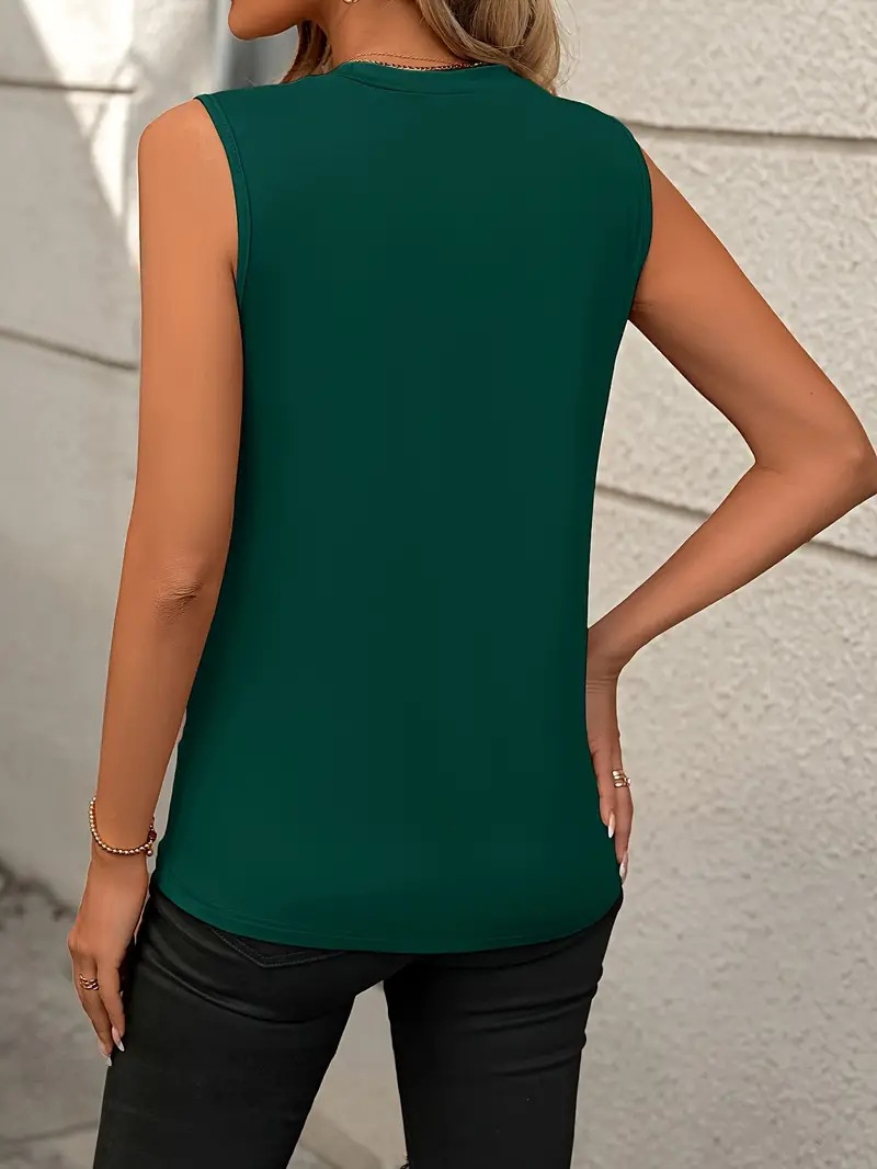 Sleeveless Knit Tank Top Women Loose Fit Solid Color: Grey
