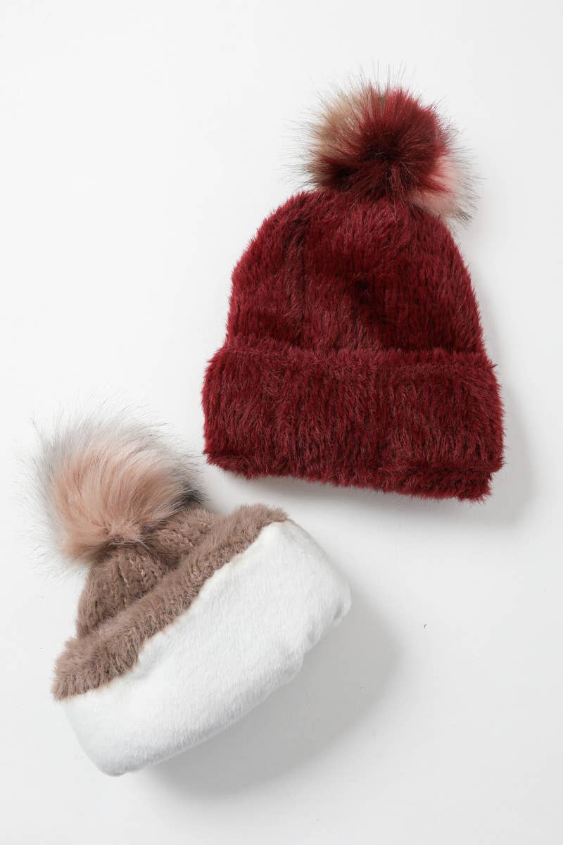 Plush Faux Mohair Knit Beanie for Winter Warmth 🤎: Black