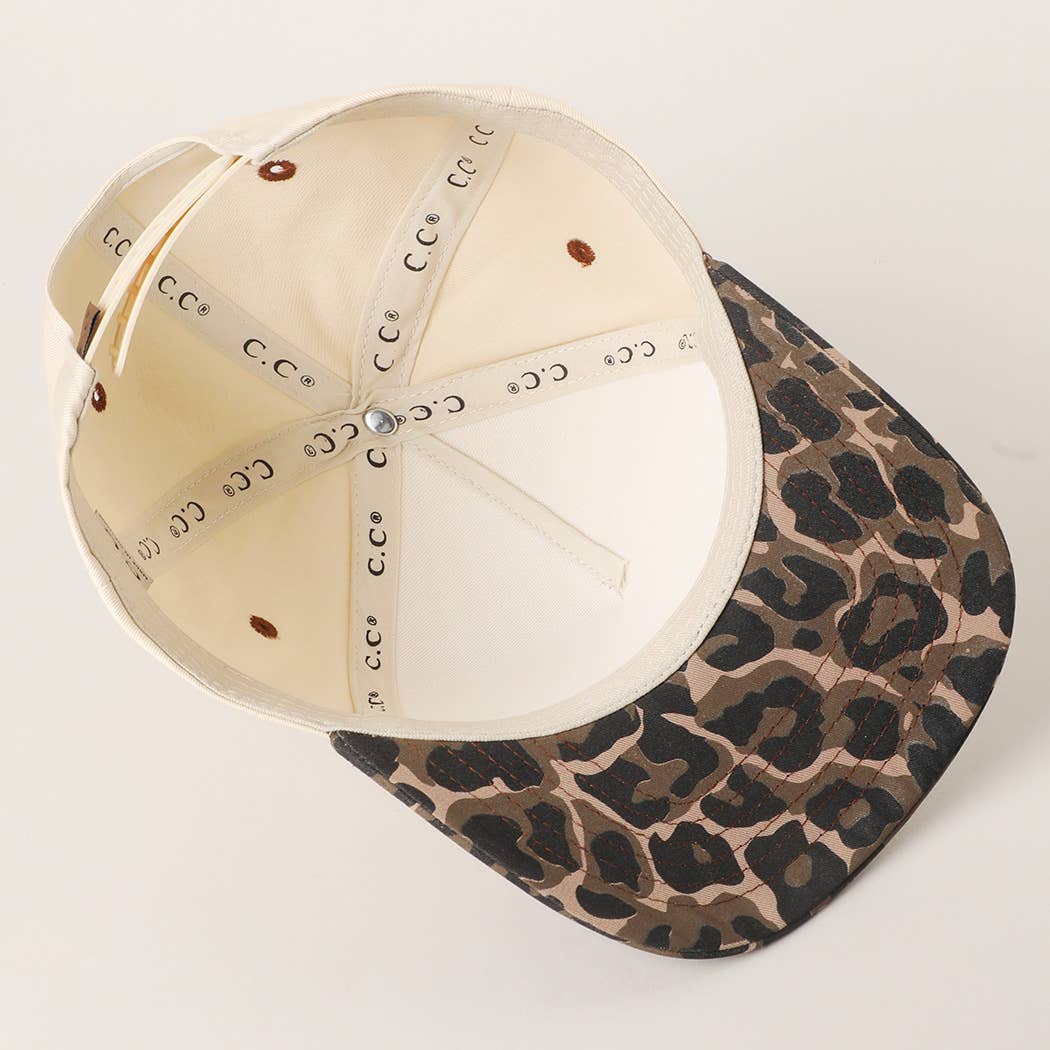 Two Tone Leopard Color Canvas Camo Trucker Hat: LEOPARD / One Size