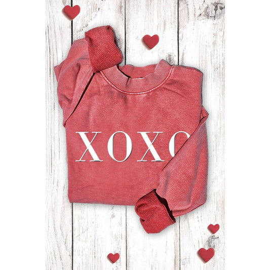 XOXO MINERAL GRAPHIC SWEATSHIRTS: MINERAL VINTAGE RED