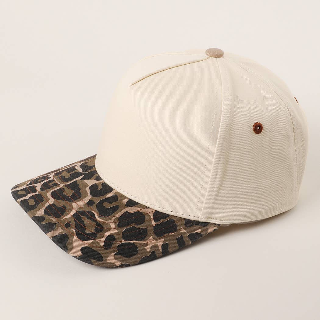 Two Tone Leopard Color Canvas Camo Trucker Hat: LEOPARD / One Size
