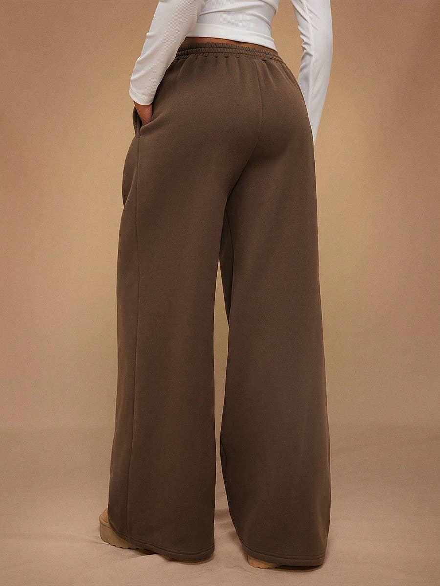 Fleece Lined Wide Leg Jogger Sweatpants
