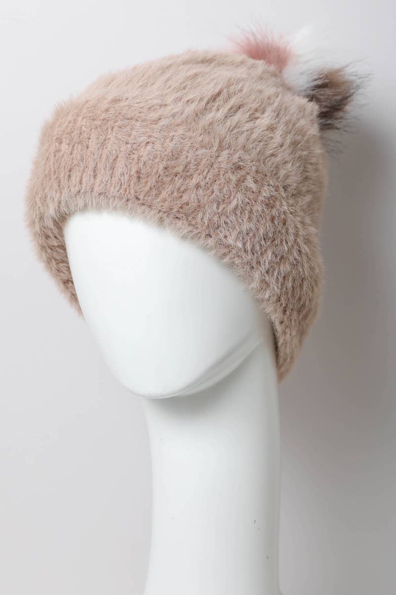 Plush Faux Mohair Knit Beanie for Winter Warmth 🤎: Black