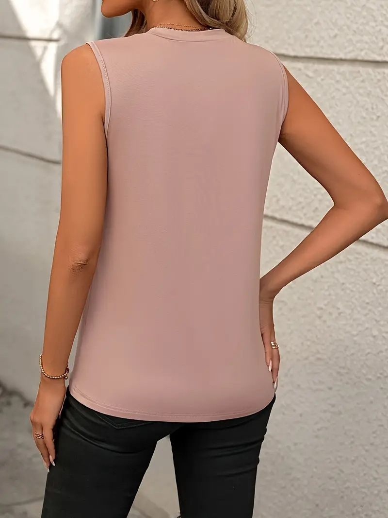 Sleeveless Knit Tank Top Women Loose Fit Solid Color: Grey